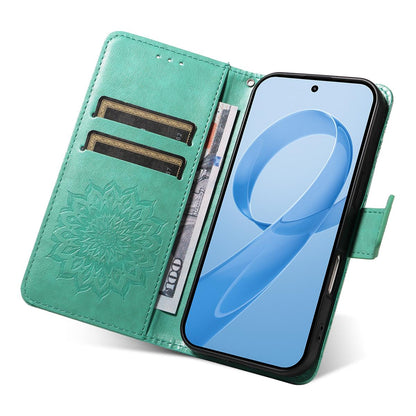 For Redmi K90 Pro Max/Poco F8 Ultra Embossed Sunflower Pattern Flip Leather Phone Case(Green)