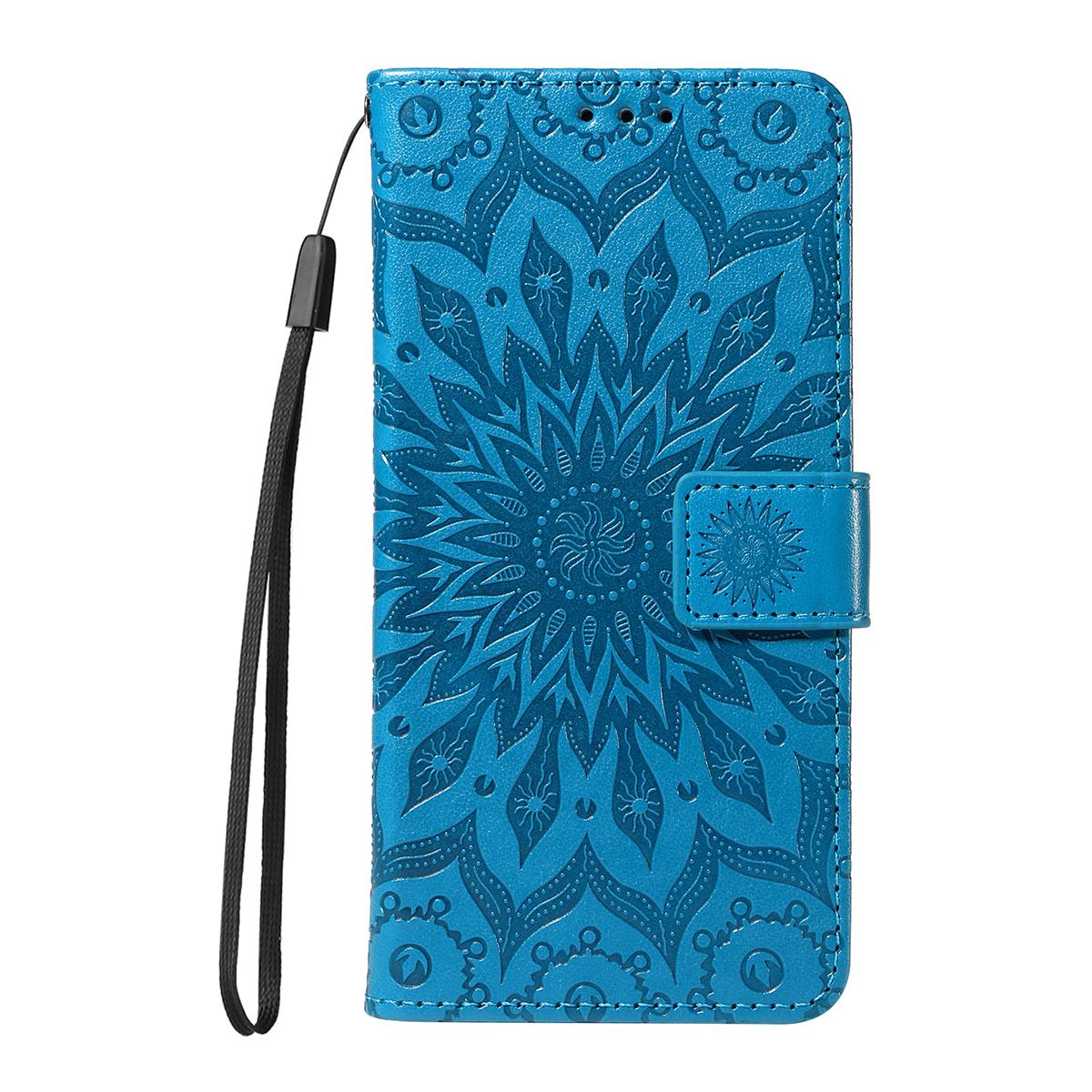 For Redmi K90 Pro Max/Poco F8 Ultra Embossed Sunflower Pattern Flip Leather Phone Case(Blue)