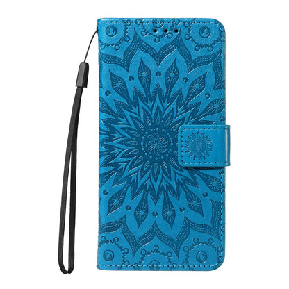 For Redmi K90 Pro Max/Poco F8 Ultra Embossed Sunflower Pattern Flip Leather Phone Case(Blue)