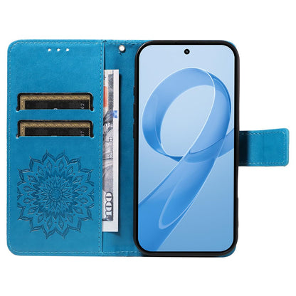 For Redmi K90 Pro Max/Poco F8 Ultra Embossed Sunflower Pattern Flip Leather Phone Case(Blue)