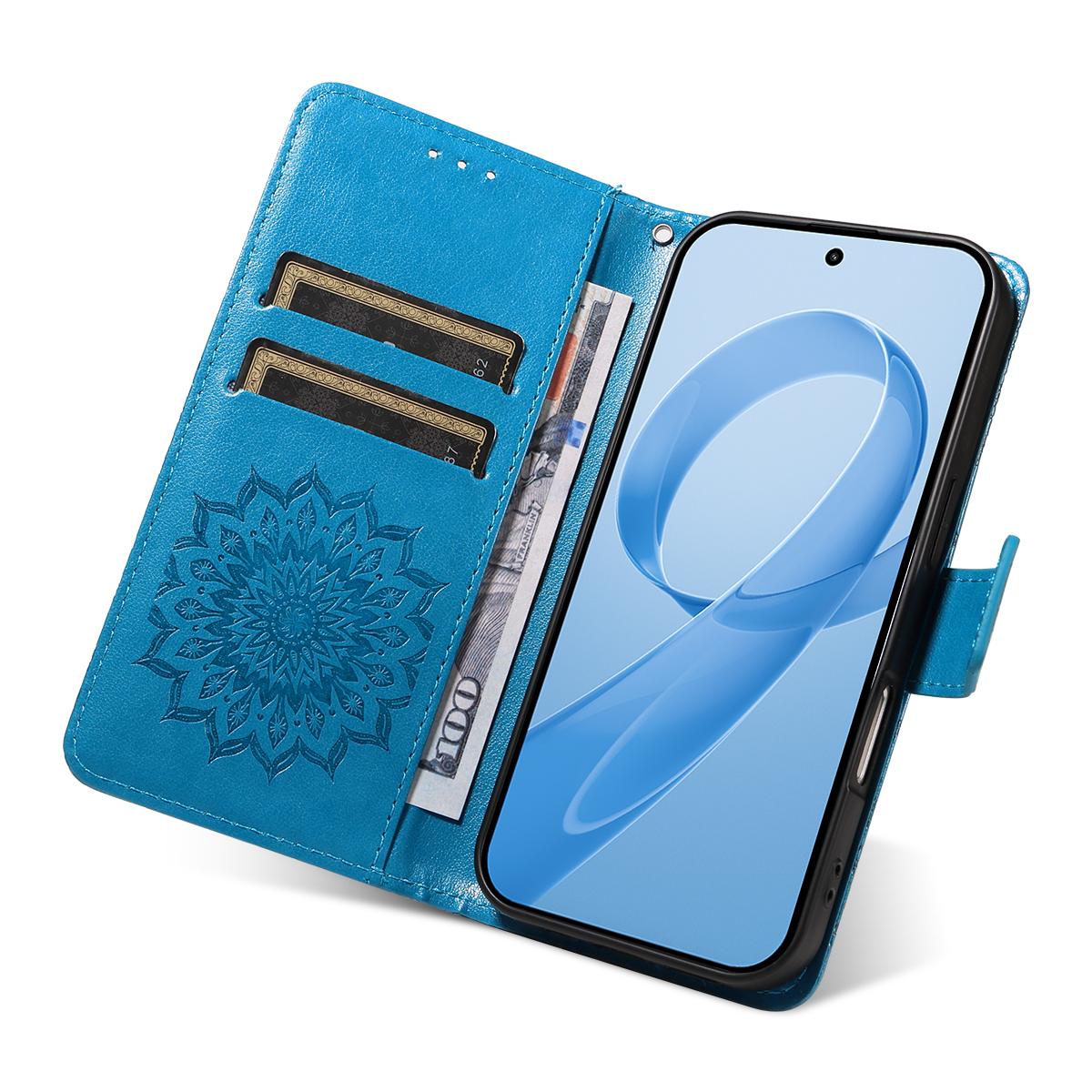 For Redmi K90 Pro Max/Poco F8 Ultra Embossed Sunflower Pattern Flip Leather Phone Case(Blue)