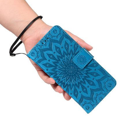 For Redmi K90 Pro Max/Poco F8 Ultra Embossed Sunflower Pattern Flip Leather Phone Case(Blue)