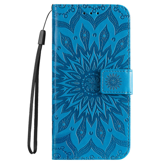 For Redmi 17C/14C 4G/A4 5G/Poco C75 5G Embossed Sunflower Pattern Flip Leather Phone Case - Blue - EDA007934509G