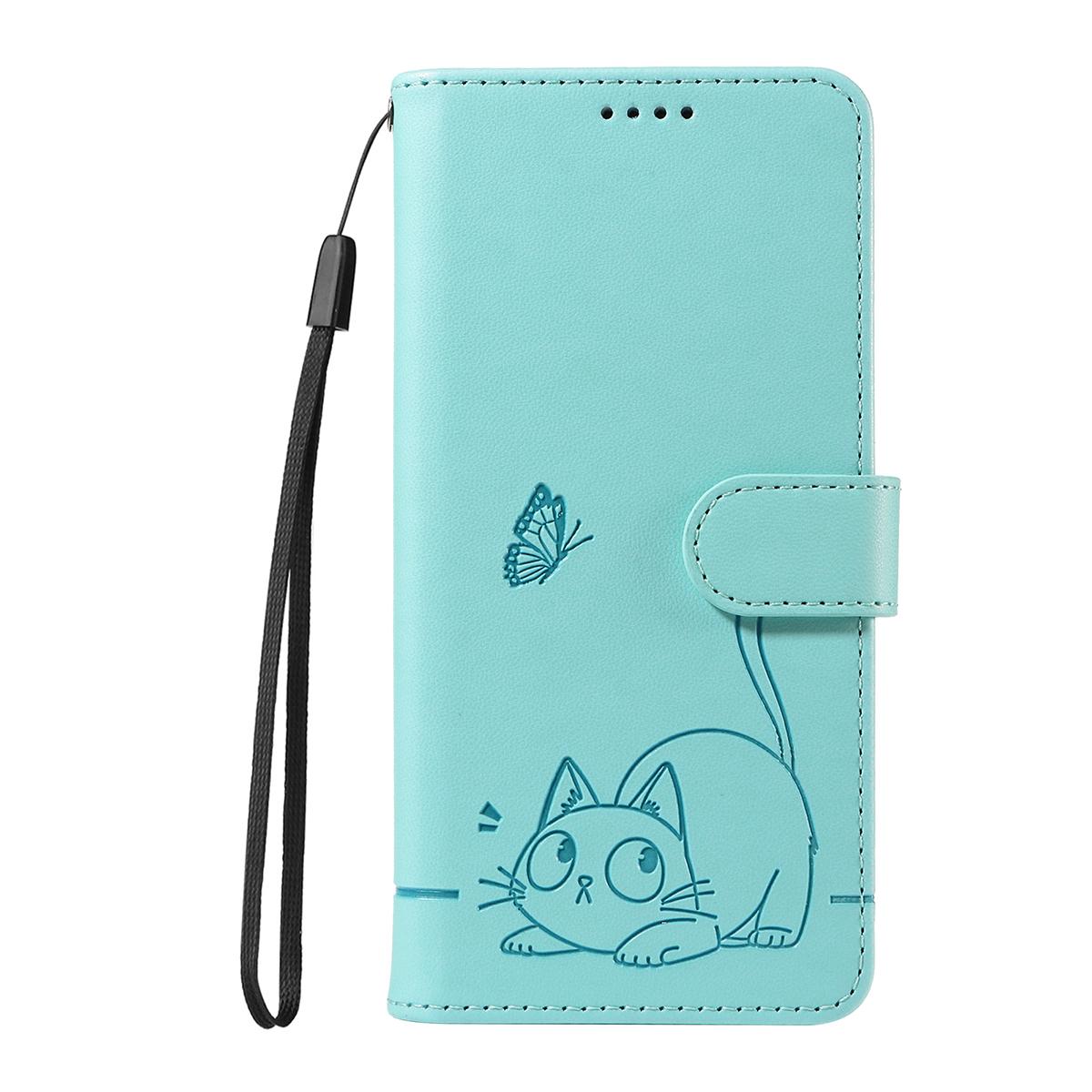 For Redmi K90 Pro Max/Poco F8 Ultra Adorable Cat Embossed Pattern Flip Leather Phone Case(Green)