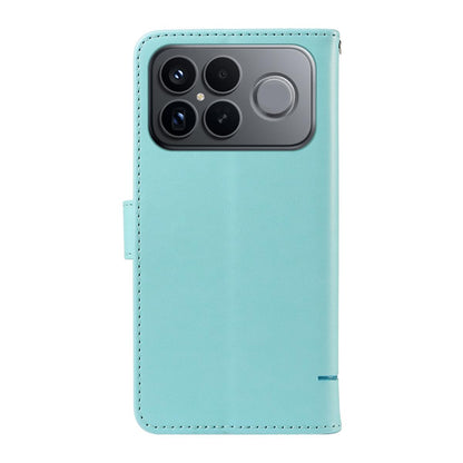 For Redmi K90 Pro Max/Poco F8 Ultra Adorable Cat Embossed Pattern Flip Leather Phone Case(Green)