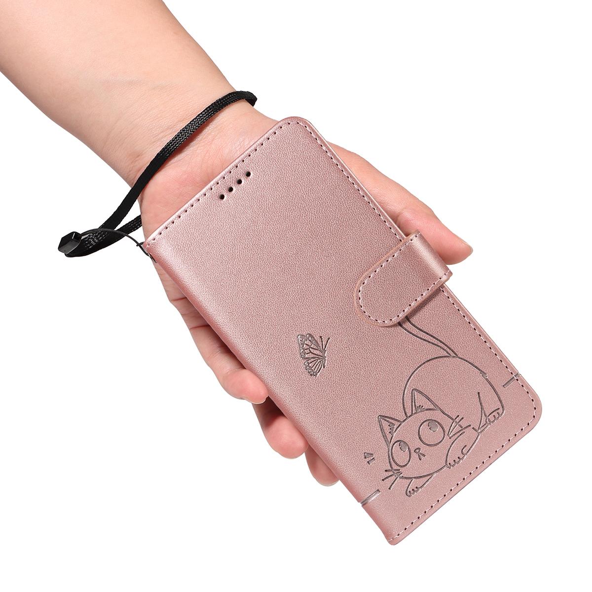 For Redmi K90 Pro Max/Poco F8 Ultra Adorable Cat Embossed Pattern Flip Leather Phone Case(Rose Gold)