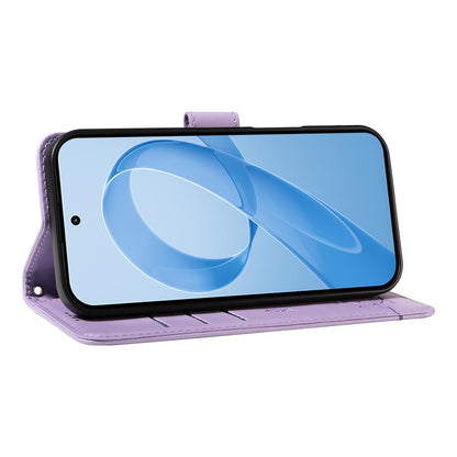 For Redmi K90 Pro Max/Poco F8 Ultra Adorable Cat Embossed Pattern Flip Leather Phone Case(Purple)