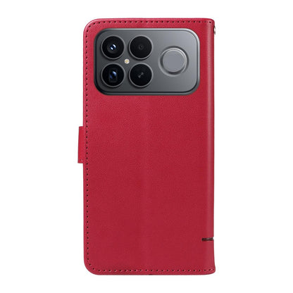 For Redmi K90 Pro Max/Poco F8 Ultra Adorable Cat Embossed Pattern Flip Leather Phone Case(Red)