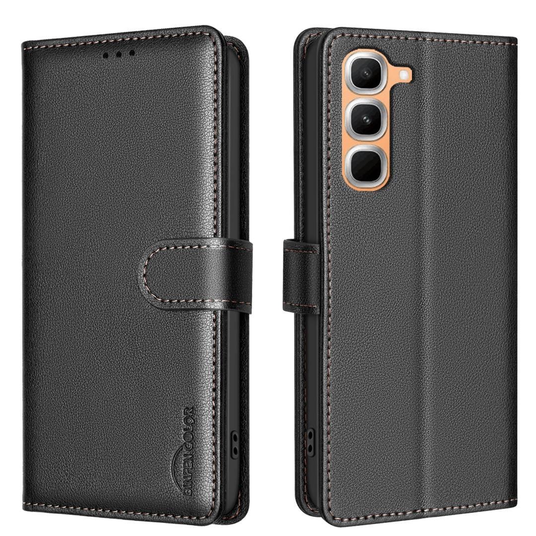 For Infinix Hot 70 Pro 5G Litchi Texture RFID Anti-theft Leather Phone Case - Black - EDA007936110A