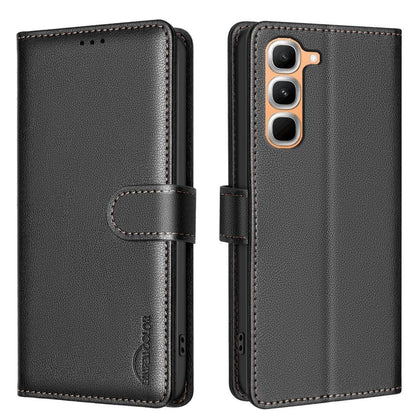 For Infinix Hot 70 Pro 5G Litchi Texture RFID Anti-theft Leather Phone Case - Black - EDA007936110A