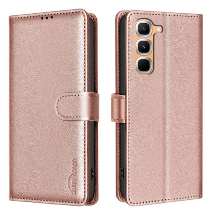 For Infinix Hot 70 Pro 5G Litchi Texture RFID Anti-theft Leather Phone Case - Gold - EDA007936110C