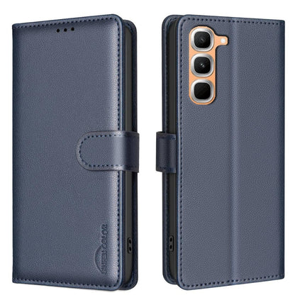 For Infinix Hot 70 Pro 5G Litchi Texture RFID Anti-theft Leather Phone Case - Blue - EDA007936110E
