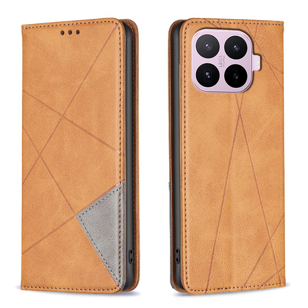 For Xiaomi 17T Pro 5G Rhombus Texture Magnetic Leather Phone Case - Yellow - EDA007936507B
