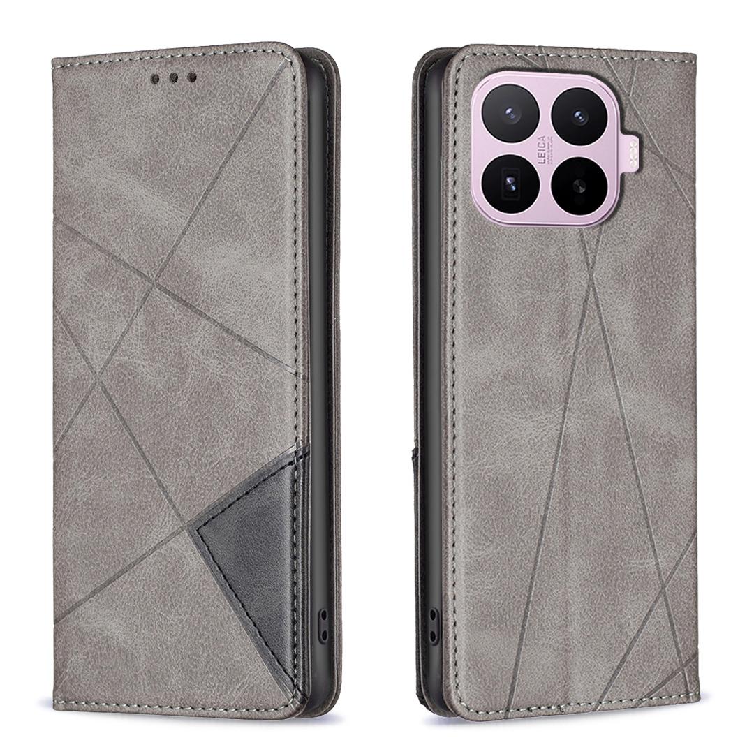 For Xiaomi 17T Pro 5G Rhombus Texture Magnetic Leather Phone Case - Grey - EDA007936507C
