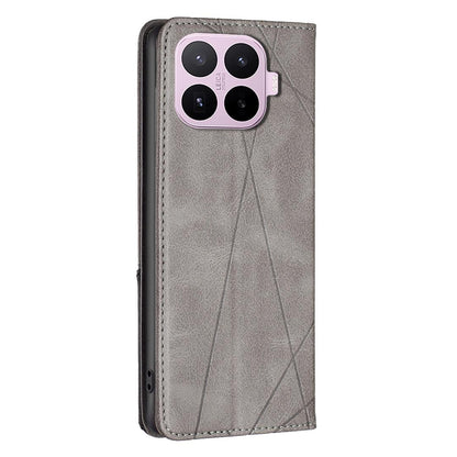 For Xiaomi 17T Pro 5G Rhombus Texture Magnetic Leather Phone Case - Grey - EDA007936507C