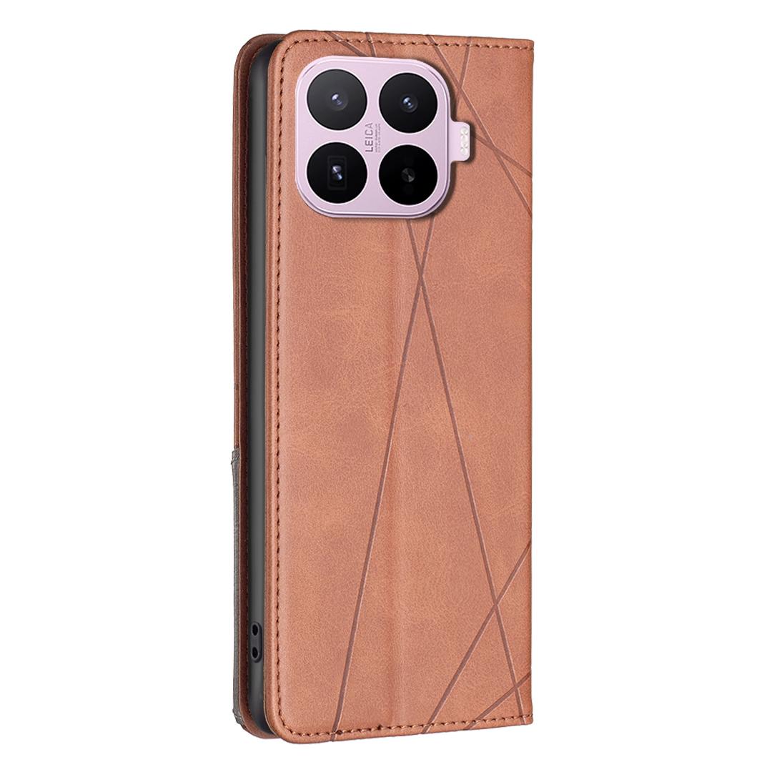 For Xiaomi 17T Pro 5G Rhombus Texture Magnetic Leather Phone Case - Brown - EDA007936507D
