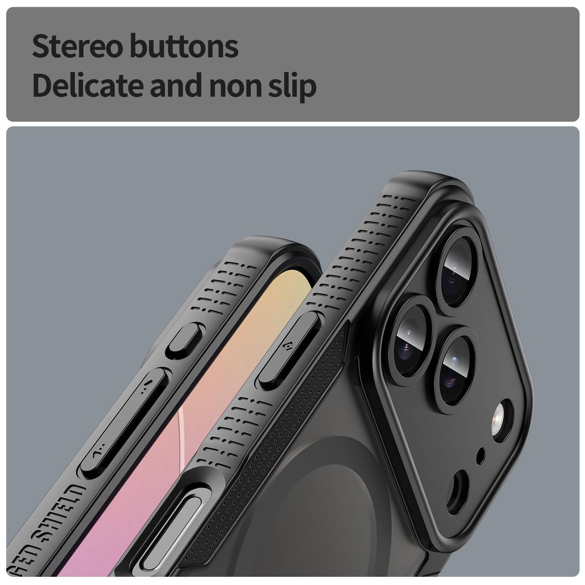 For iPhone 18 Pro Armor Glaze MagSafe Magnetic Phone Case - Black - EDA007942107A