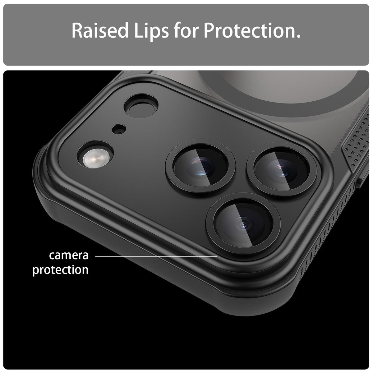For iPhone 18 Pro Armor Glaze MagSafe Magnetic Phone Case - Black - EDA007942107A