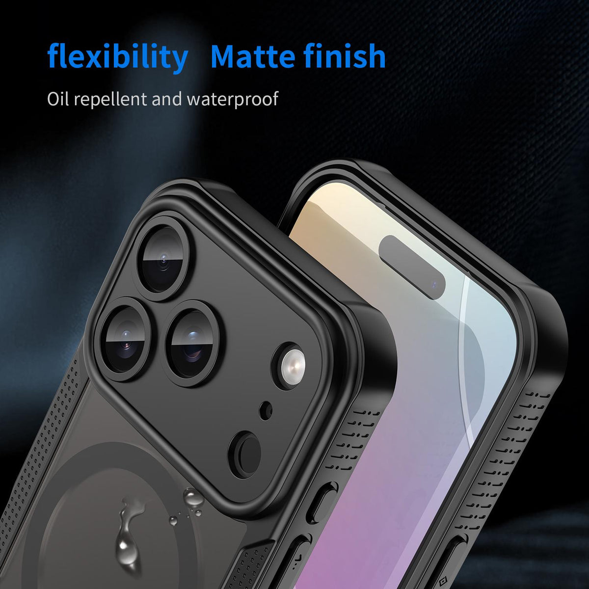 For iPhone 18 Pro Armor Glaze MagSafe Magnetic Phone Case - Black - EDA007942107A