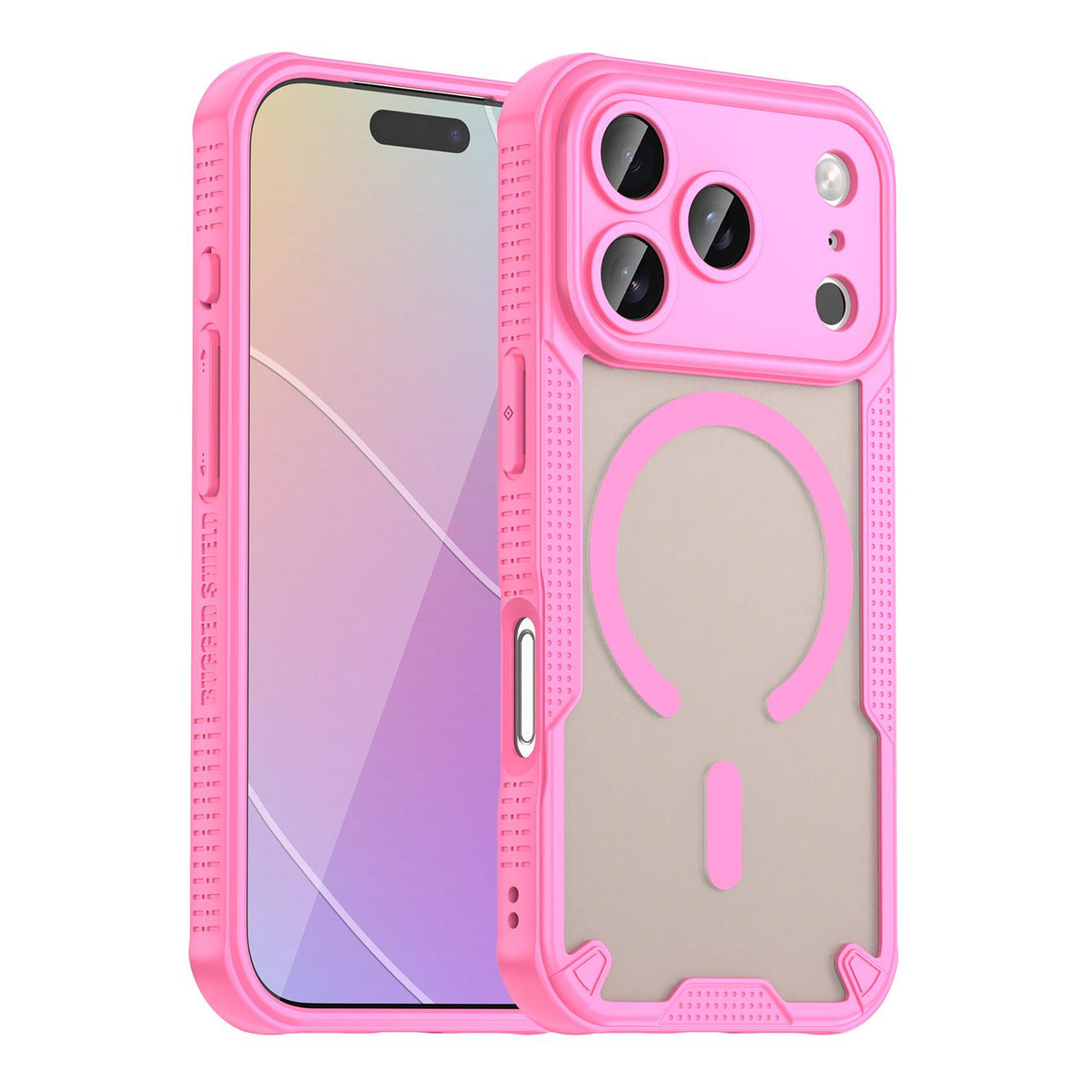 For iPhone 18 Pro Armor Glaze MagSafe Magnetic Phone Case - Pink - EDA007942107B