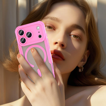 For iPhone 18 Pro Armor Glaze MagSafe Magnetic Phone Case - Pink - EDA007942107B