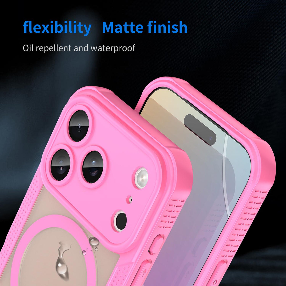 For iPhone 18 Pro Armor Glaze MagSafe Magnetic Phone Case - Pink - EDA007942107B