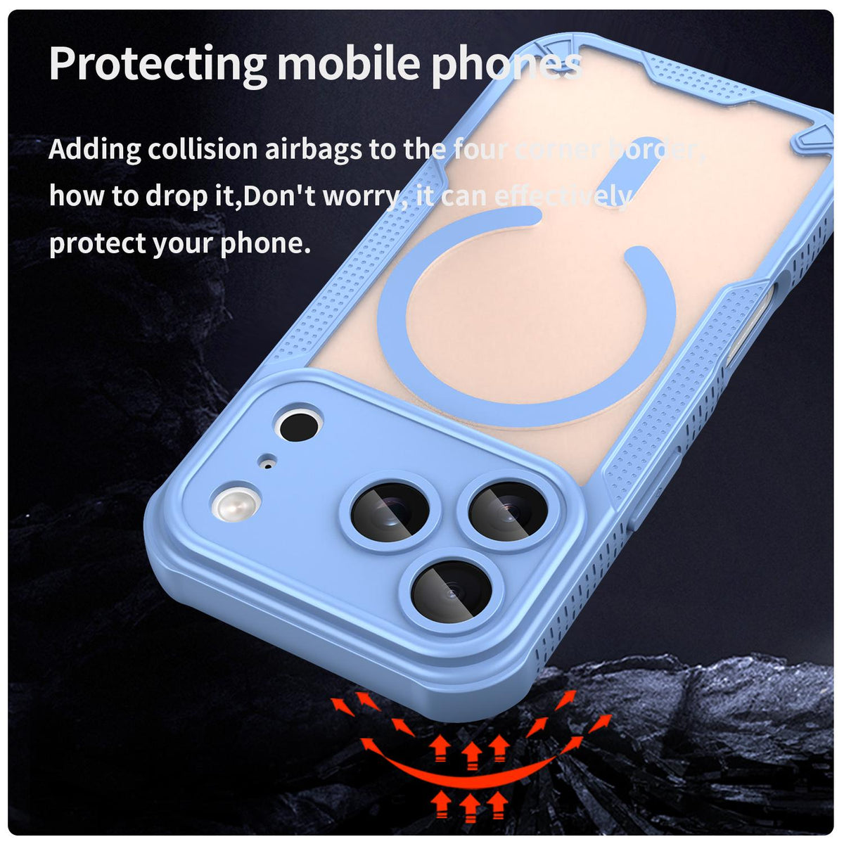 For iPhone 18 Pro Armor Glaze MagSafe Magnetic Phone Case - Blue - EDA007942107C