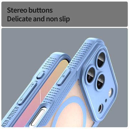 For iPhone 18 Pro Armor Glaze MagSafe Magnetic Phone Case - Blue - EDA007942107C