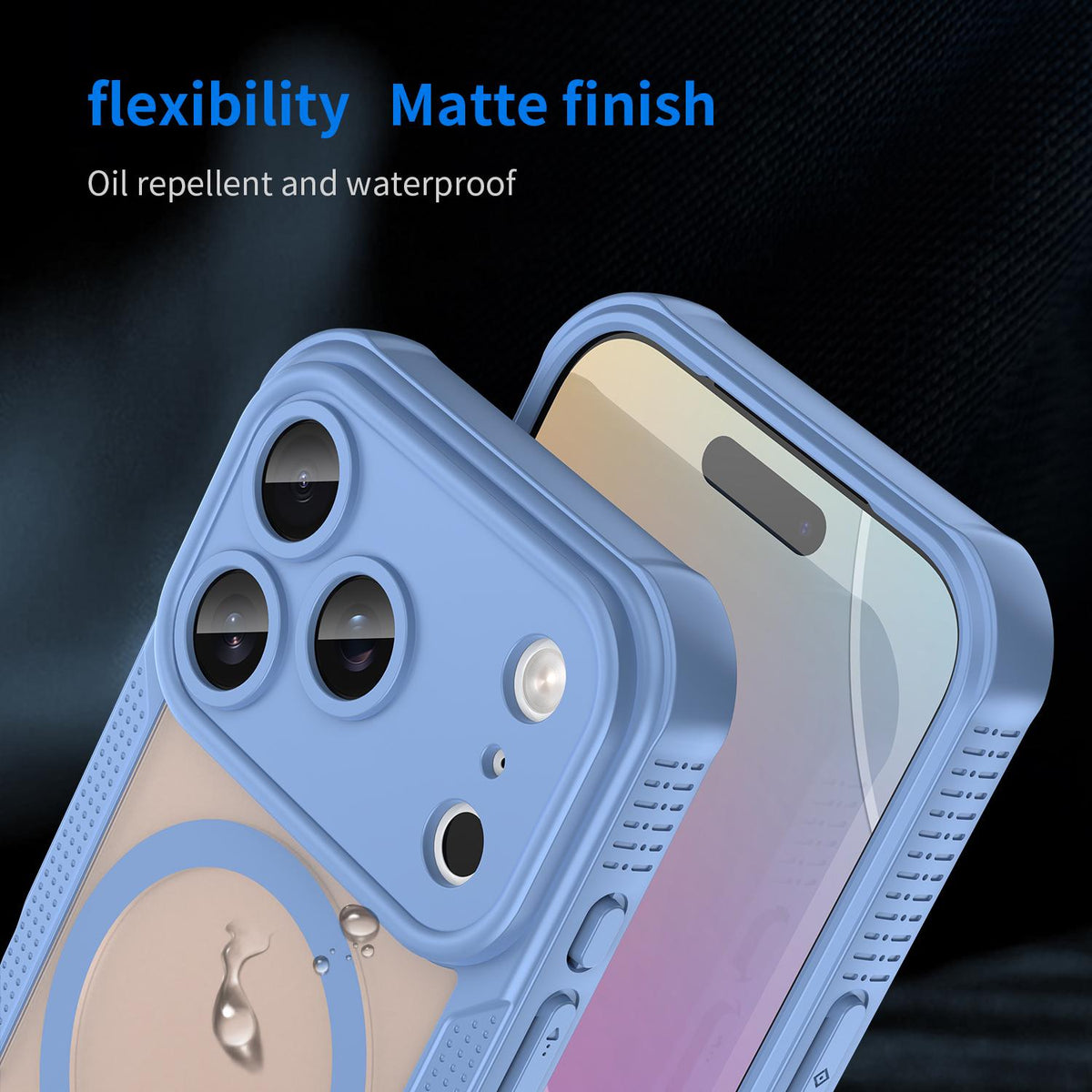 For iPhone 18 Pro Armor Glaze MagSafe Magnetic Phone Case - Blue - EDA007942107C