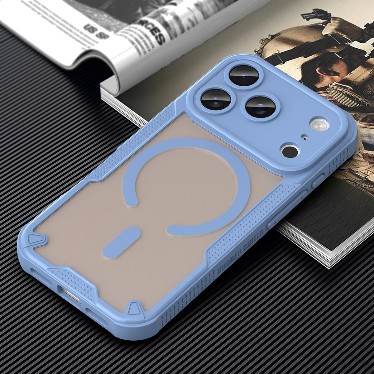 For iPhone 18 Pro Armor Glaze MagSafe Magnetic Phone Case - Blue - EDA007942107C