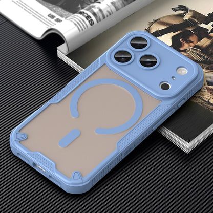 For iPhone 18 Pro Armor Glaze MagSafe Magnetic Phone Case - Blue - EDA007942107C