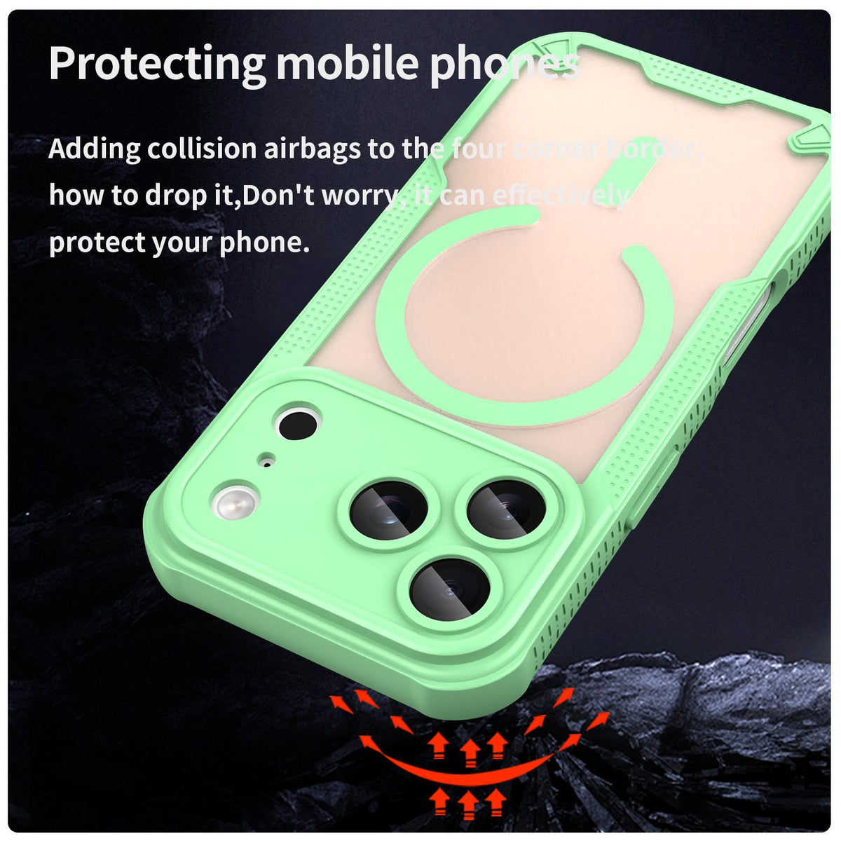 For iPhone 18 Pro Armor Glaze MagSafe Magnetic Phone Case - Green - EDA007942107D