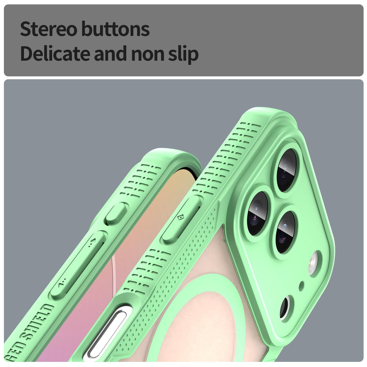 For iPhone 18 Pro Armor Glaze MagSafe Magnetic Phone Case - Green - EDA007942107D