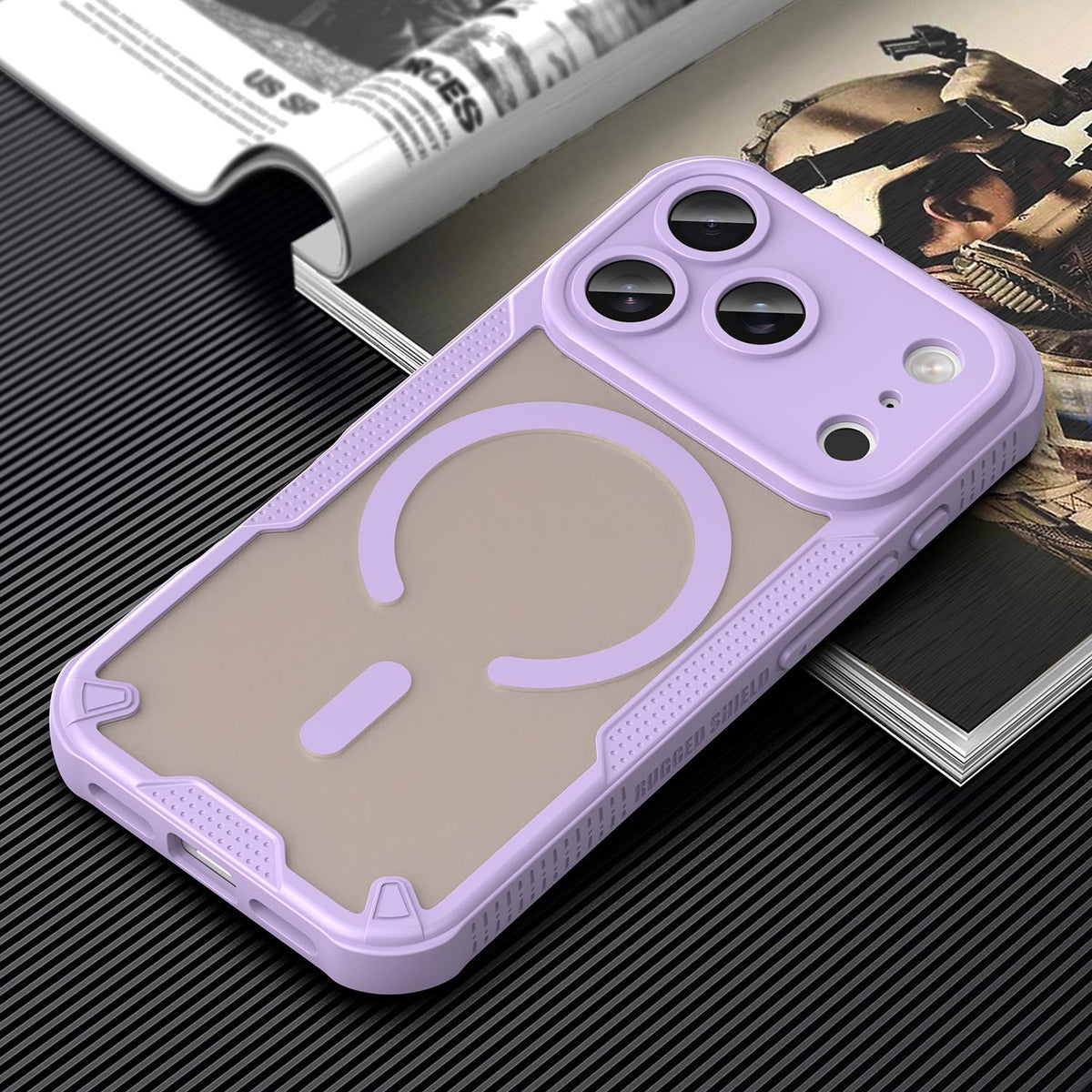 For iPhone 18 Pro Armor Glaze MagSafe Magnetic Phone Case - Purple - EDA007942107E