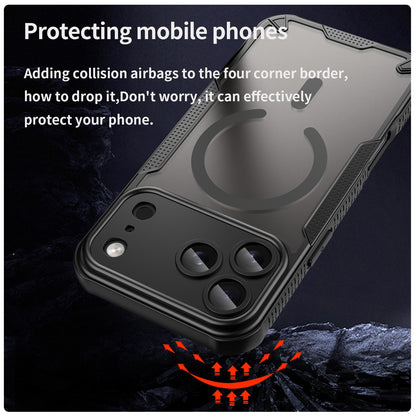 For iPhone 18 Pro Max Armor Glaze MagSafe Magnetic Phone Case - Black - EDA007942108A