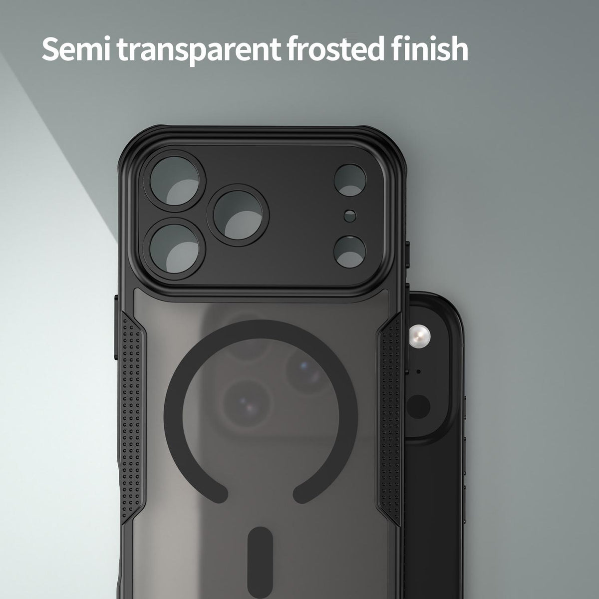 For iPhone 18 Pro Max Armor Glaze MagSafe Magnetic Phone Case - Black - EDA007942108A