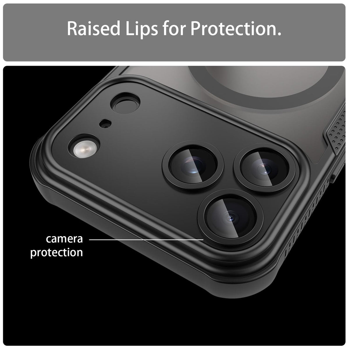 For iPhone 18 Pro Max Armor Glaze MagSafe Magnetic Phone Case - Black - EDA007942108A