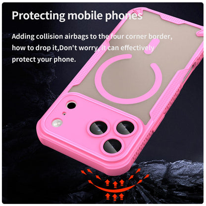 For iPhone 18 Pro Max Armor Glaze MagSafe Magnetic Phone Case - Pink - EDA007942108B