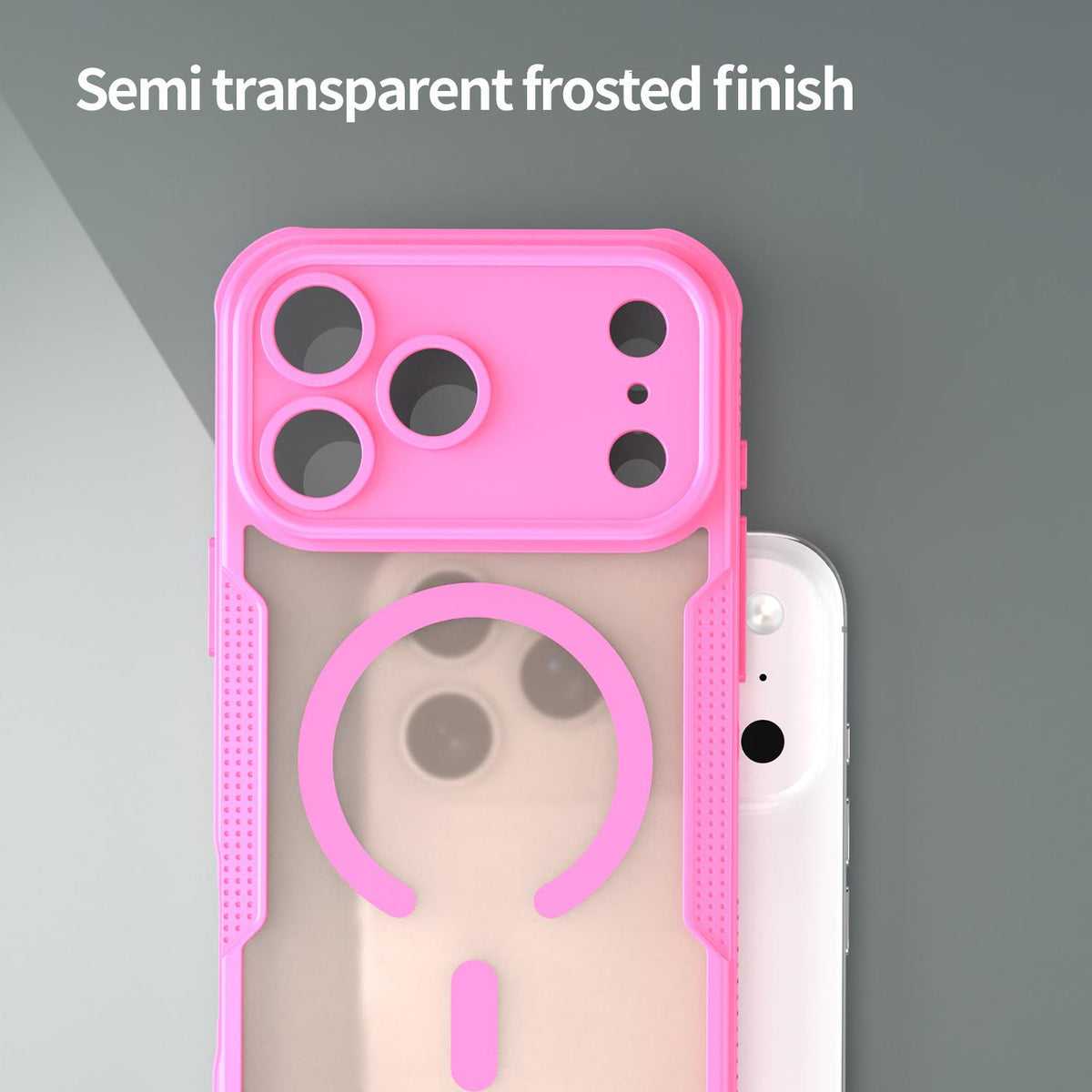 For iPhone 18 Pro Max Armor Glaze MagSafe Magnetic Phone Case - Pink - EDA007942108B