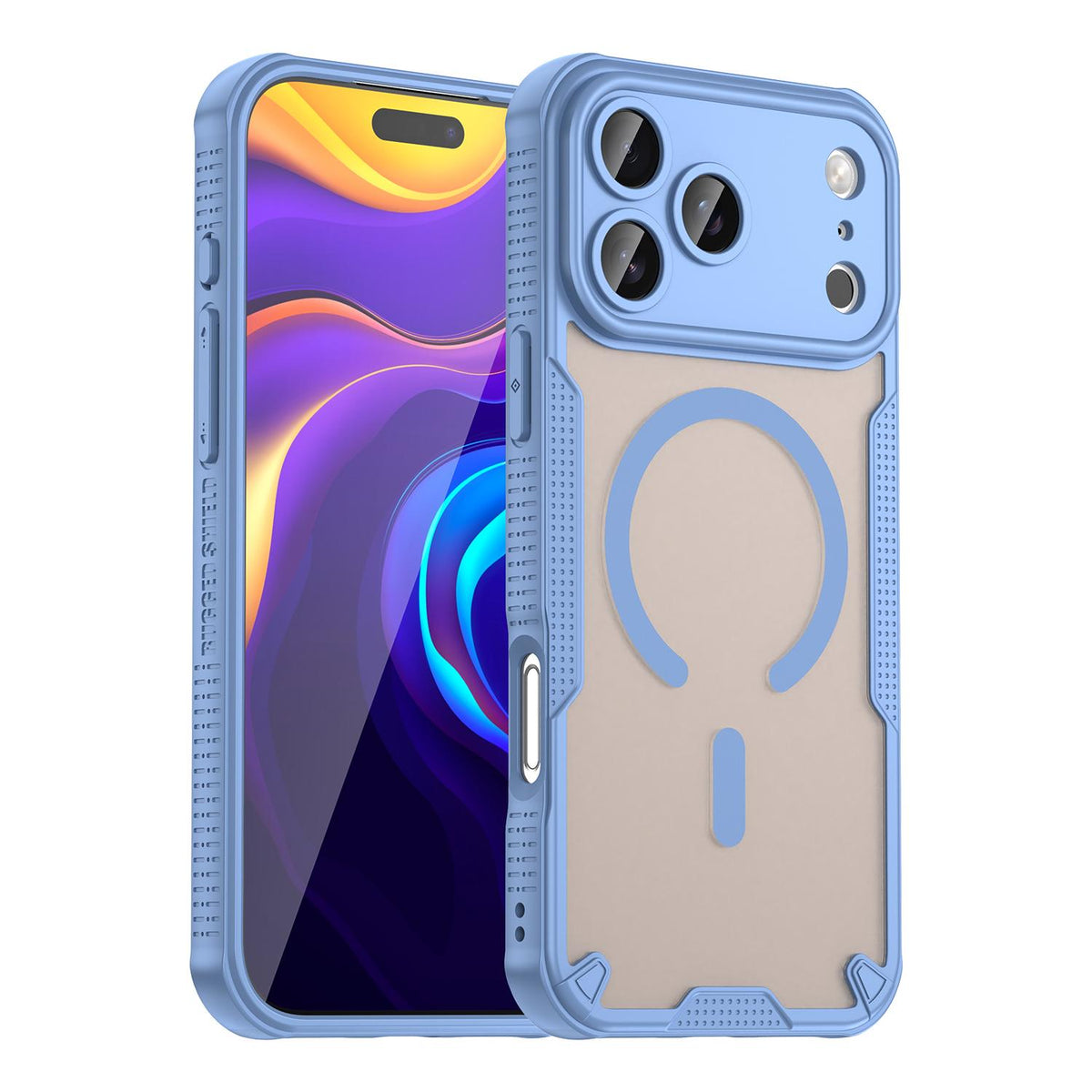 For iPhone 18 Pro Max Armor Glaze MagSafe Magnetic Phone Case - Blue - EDA007942108C