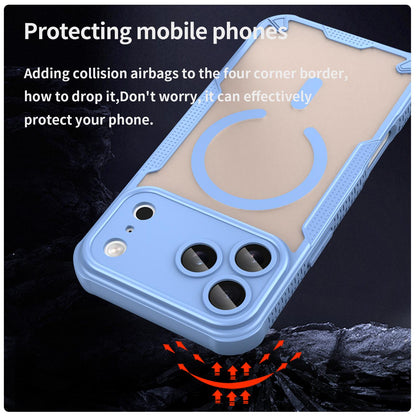 For iPhone 18 Pro Max Armor Glaze MagSafe Magnetic Phone Case - Blue - EDA007942108C