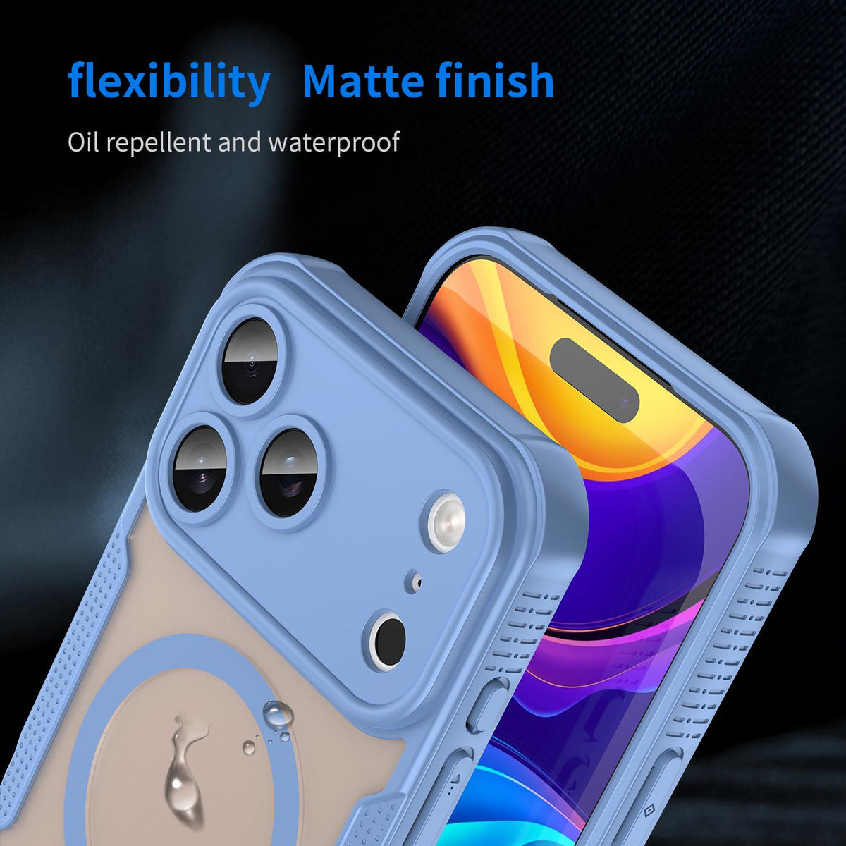 For iPhone 18 Pro Max Armor Glaze MagSafe Magnetic Phone Case - Blue - EDA007942108C