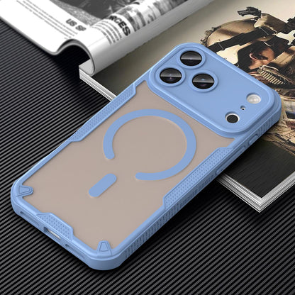 For iPhone 18 Pro Max Armor Glaze MagSafe Magnetic Phone Case - Blue - EDA007942108C