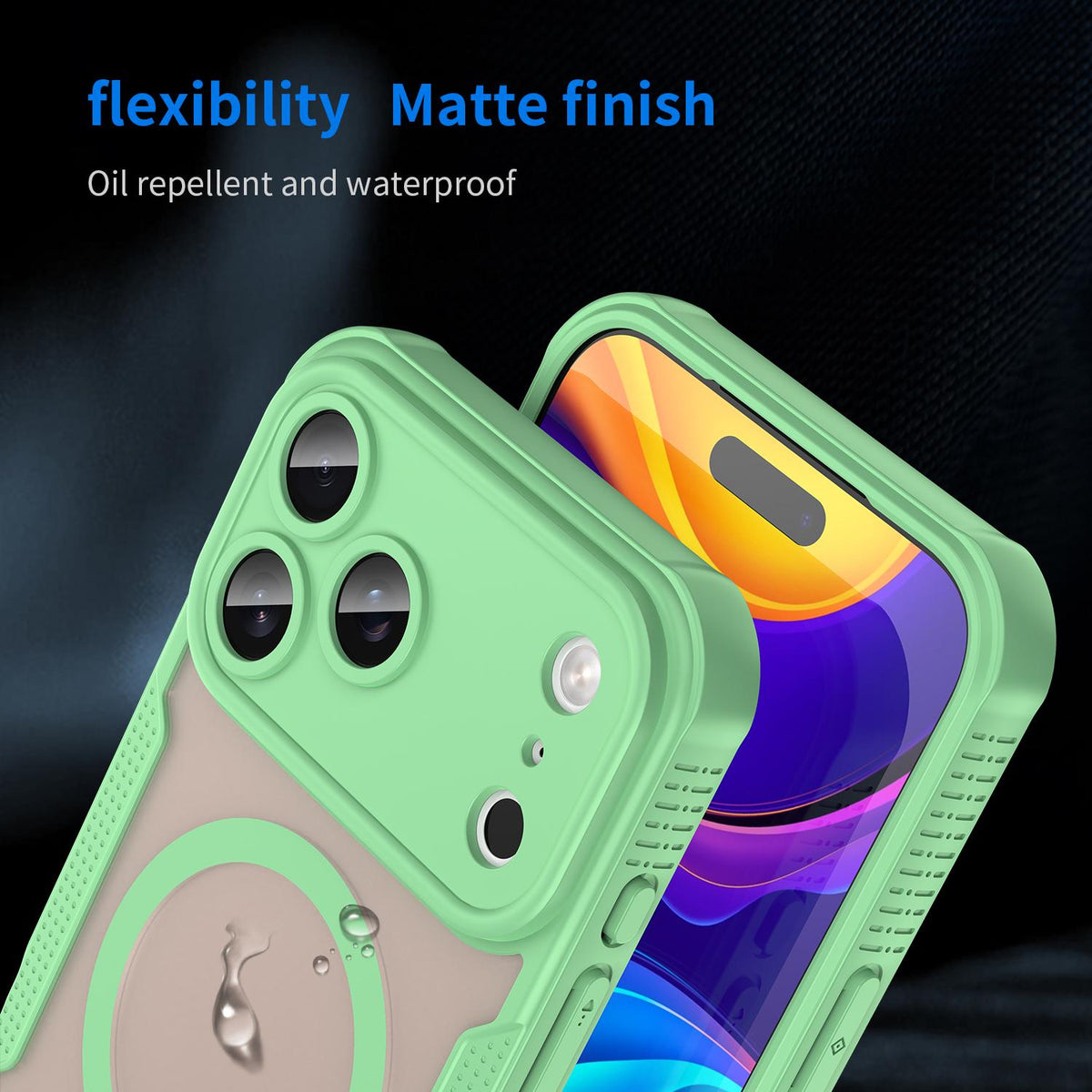 For iPhone 18 Pro Max Armor Glaze MagSafe Magnetic Phone Case - Green - EDA007942108D