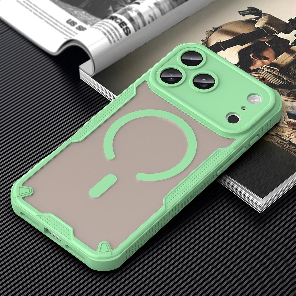 For iPhone 18 Pro Max Armor Glaze MagSafe Magnetic Phone Case - Green - EDA007942108D