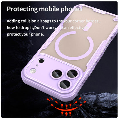For iPhone 18 Pro Max Armor Glaze MagSafe Magnetic Phone Case - Purple - EDA007942108E