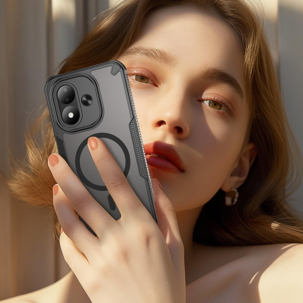 For Redmi Note 17 Pro 5G Global 163.5mm Armor Glaze MagSafe Magnetic Phone Case - Black - EDA007942508A
