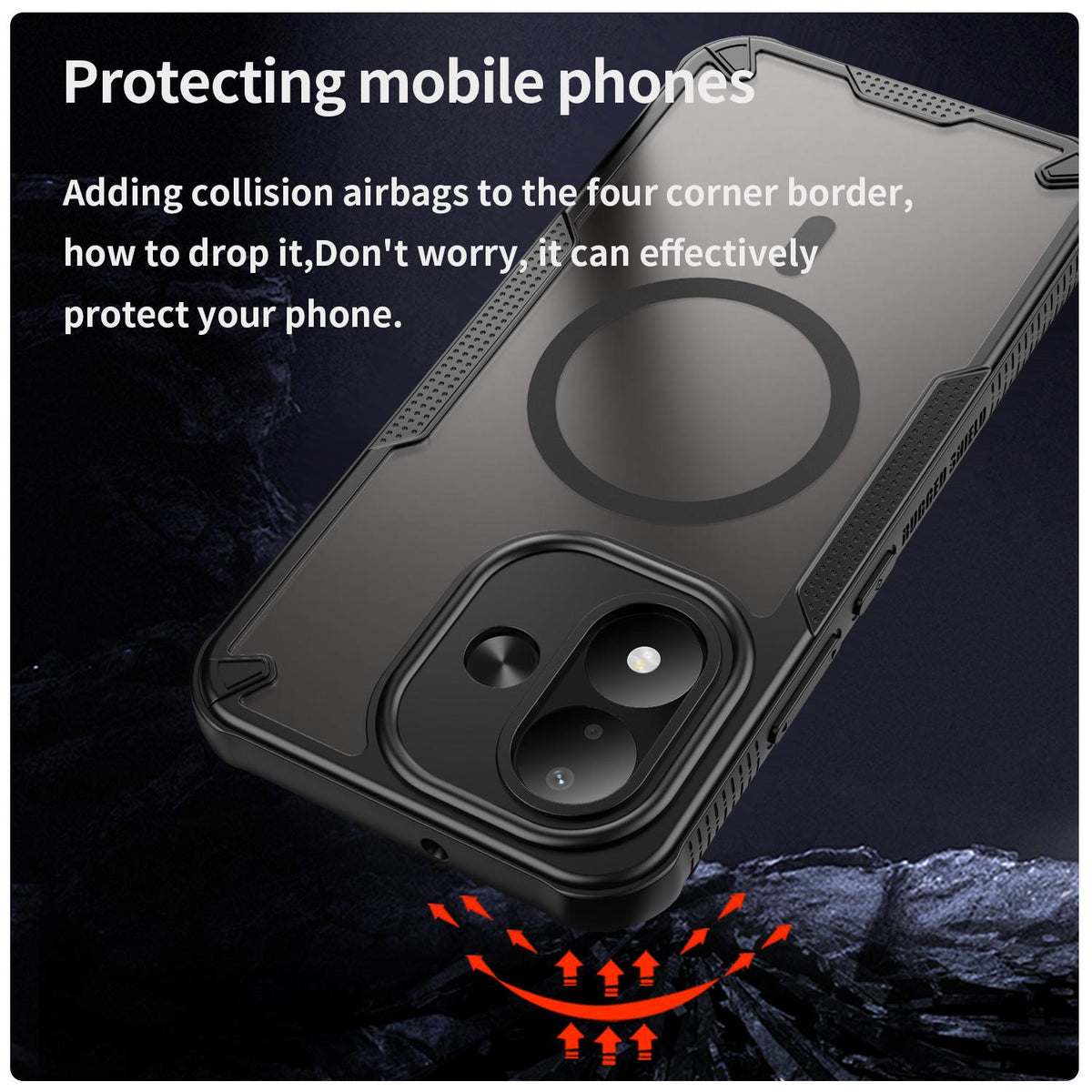 For Redmi Note 17 Pro 5G Global 163.5mm Armor Glaze MagSafe Magnetic Phone Case - Black - EDA007942508A