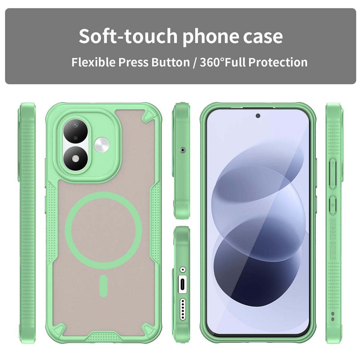 For Redmi Note 17 Pro 5G Global 163.5mm Armor Glaze MagSafe Magnetic Phone Case - Green - EDA007942508D
