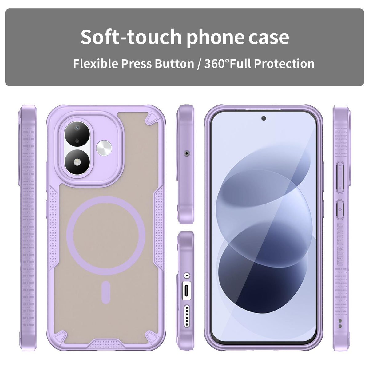 For Redmi Note 17 Pro 5G Global 163.5mm Armor Glaze MagSafe Magnetic Phone Case - Purple - EDA007942508E